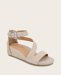 GENTLE SOULS - Gwen Nubuck Wedge Sandal Mushroom Nubuck