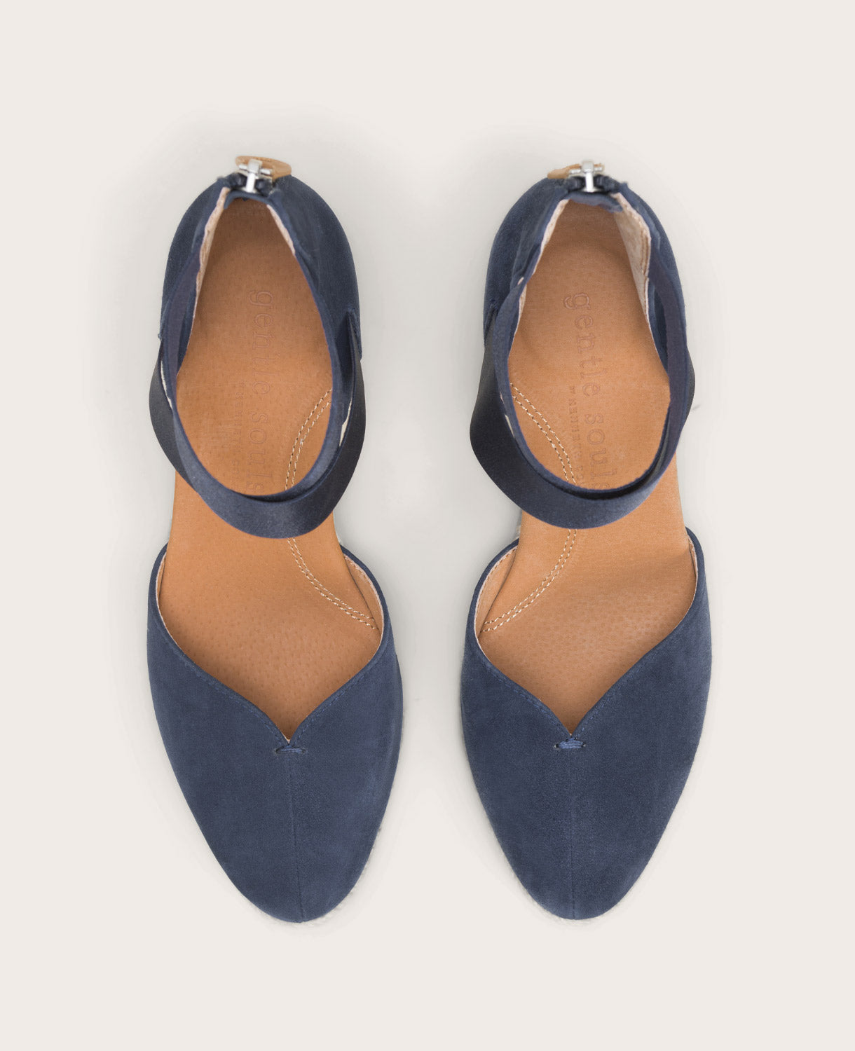 GENTLE SOULS - Orya Leather Espadrille Wedge Navy Suede