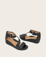 GENTLE SOULS - Gwen Leather Wedge Sandal Black
