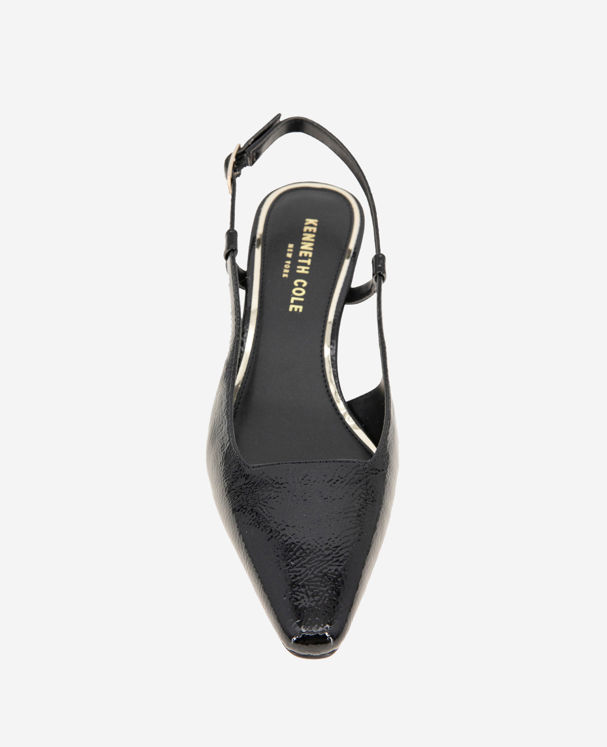 Martha Patent Slingback Kitten Heel Black Crinkle Patent