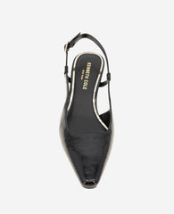 Martha Patent Slingback Kitten Heel Black Crinkle Patent