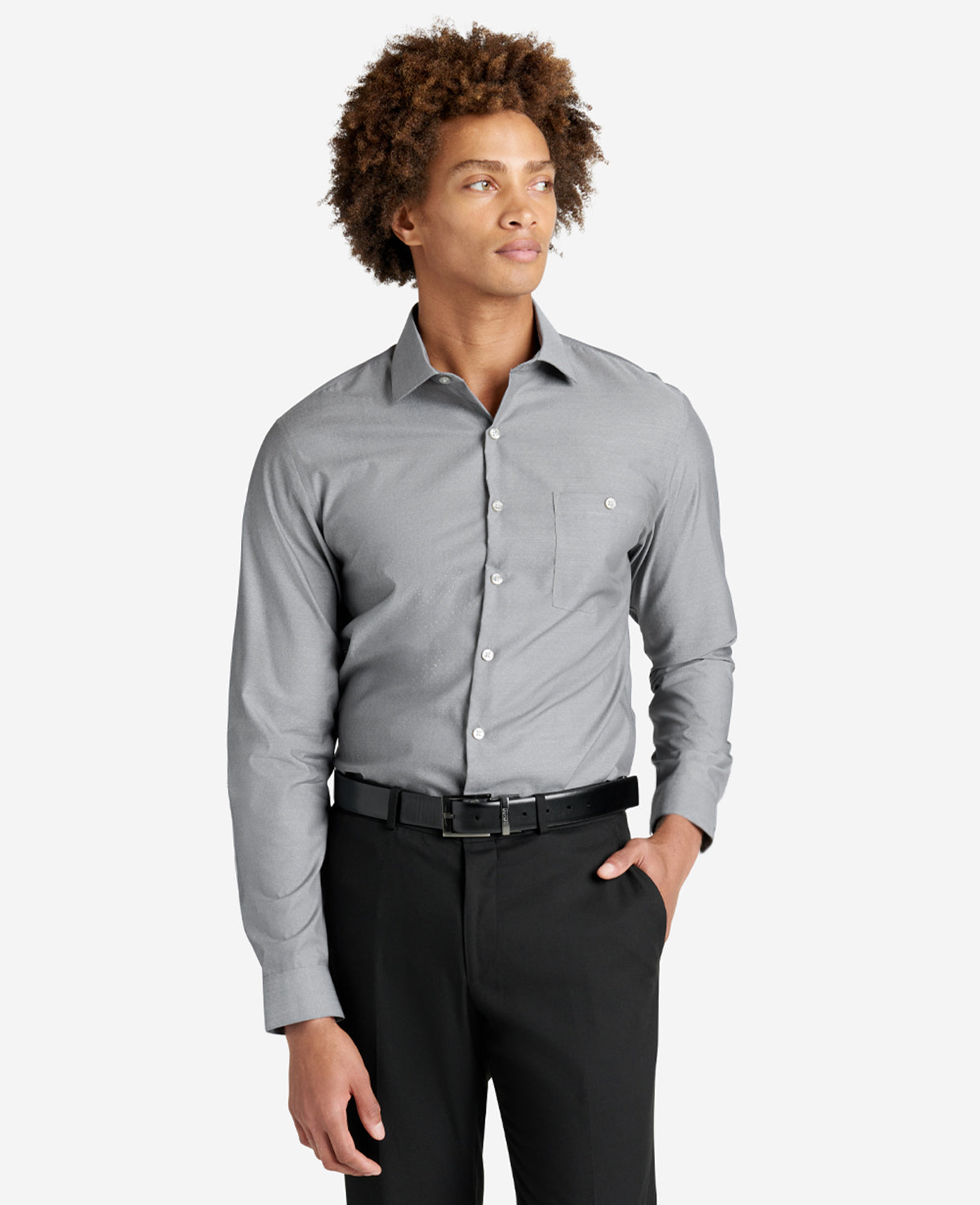 Slim-Fit Button-Down Stretch Dress Shirt with TEK FIT Eclipse