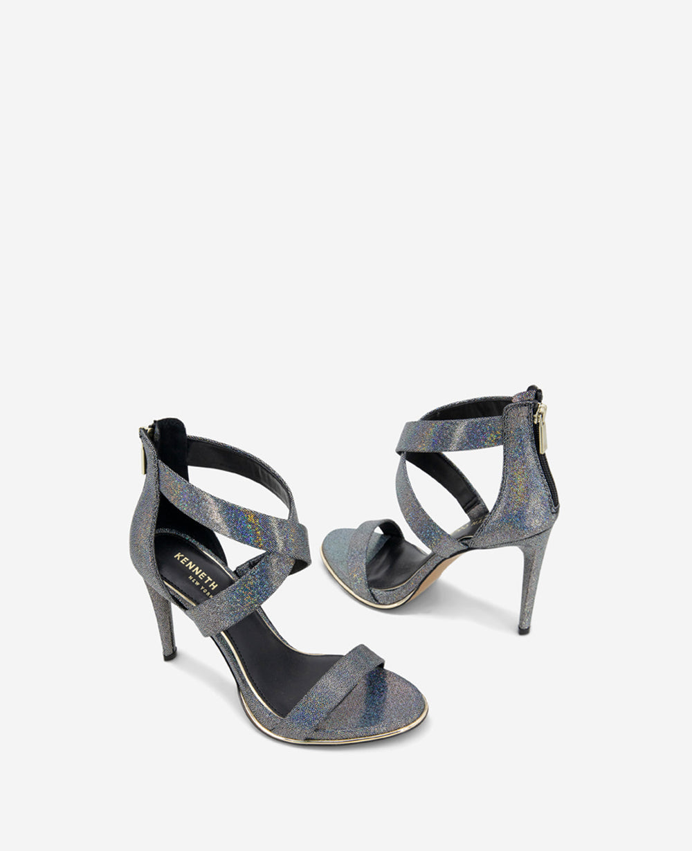 Brooke Cross Strap Heeled Sandal Black/Multi Micro