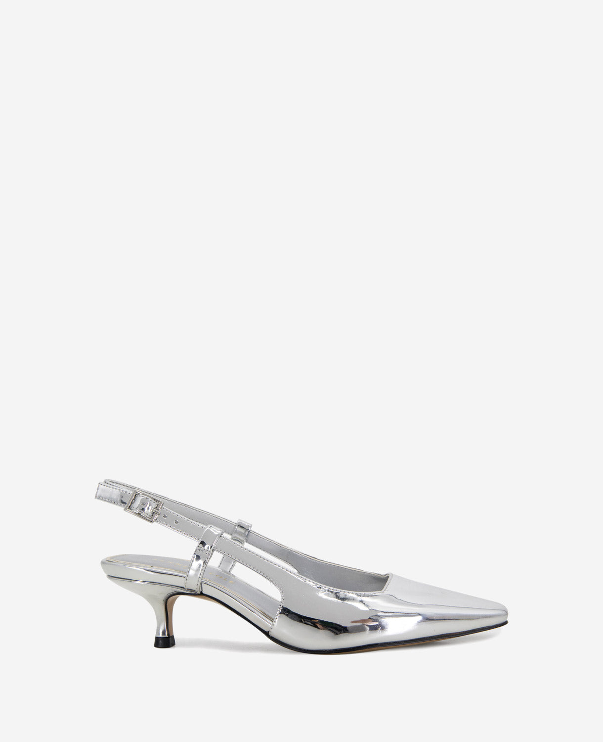 Martha Metallic Slingback Kitten Heel Silver
