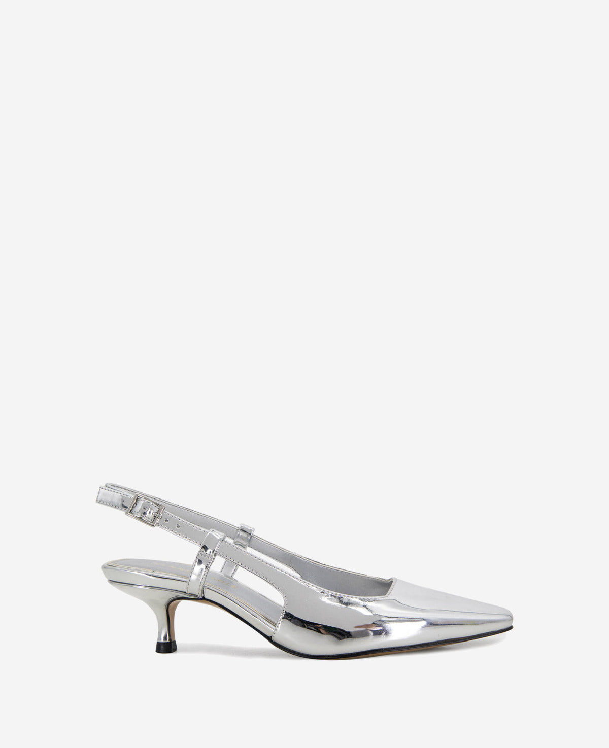 Martha Metallic Slingback Kitten Heel Silver