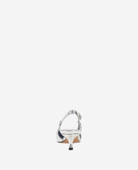 Martha Metallic Slingback Kitten Heel Silver