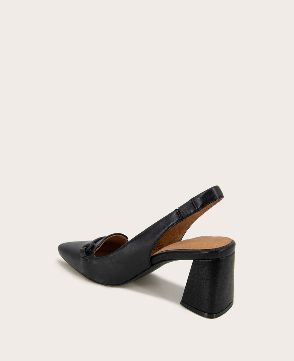 GENTLE SOULS - Dionne Leather Slingback Heel Black