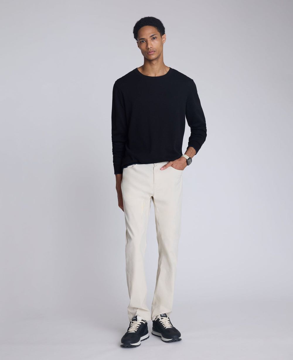 Crew Neck Sweater with Tipping Details Black
