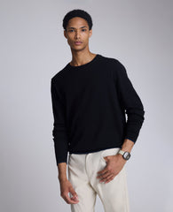 Crew Neck Sweater with Tipping Details Black