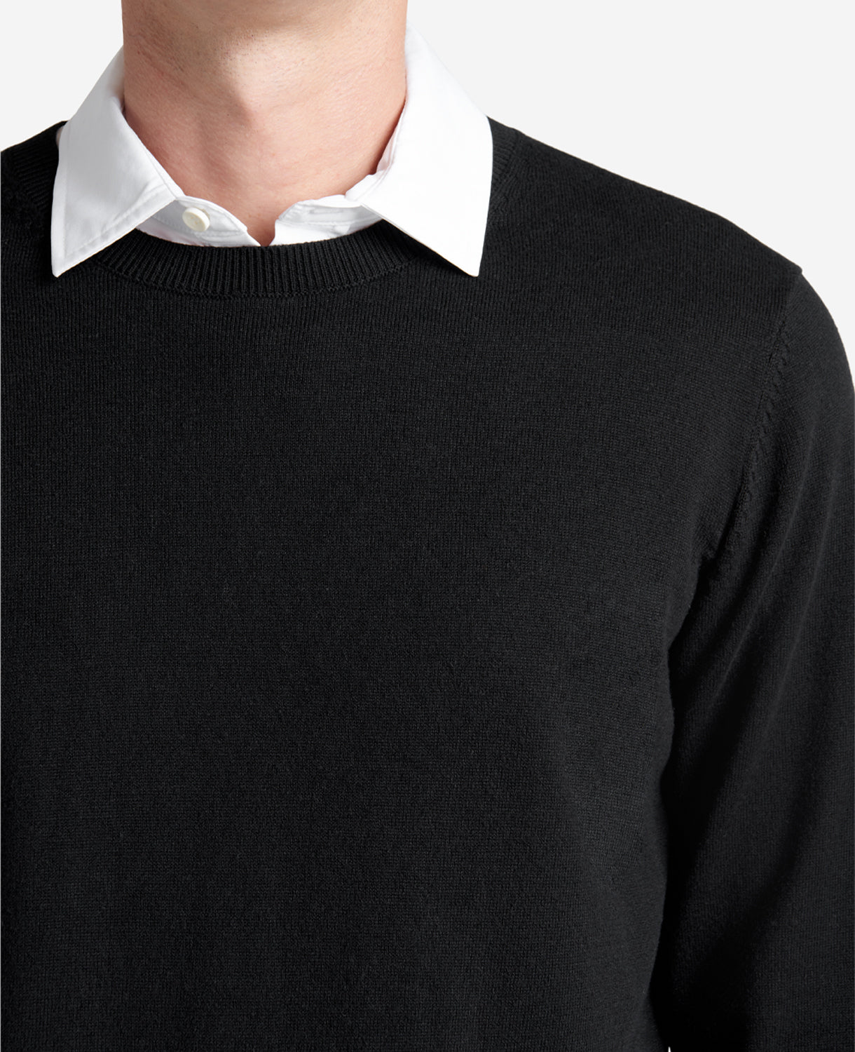 Crew Neck Sweater with Tipping Details Black