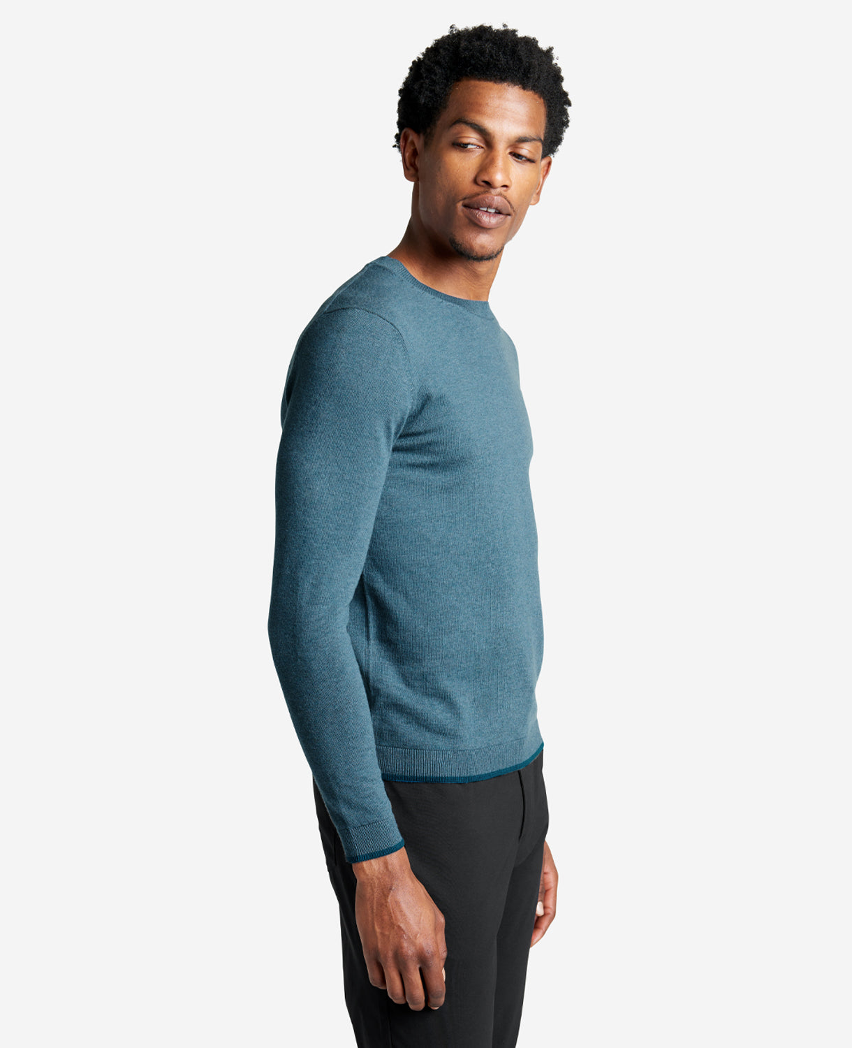 Crew Neck Sweater with Tipping Details Navy