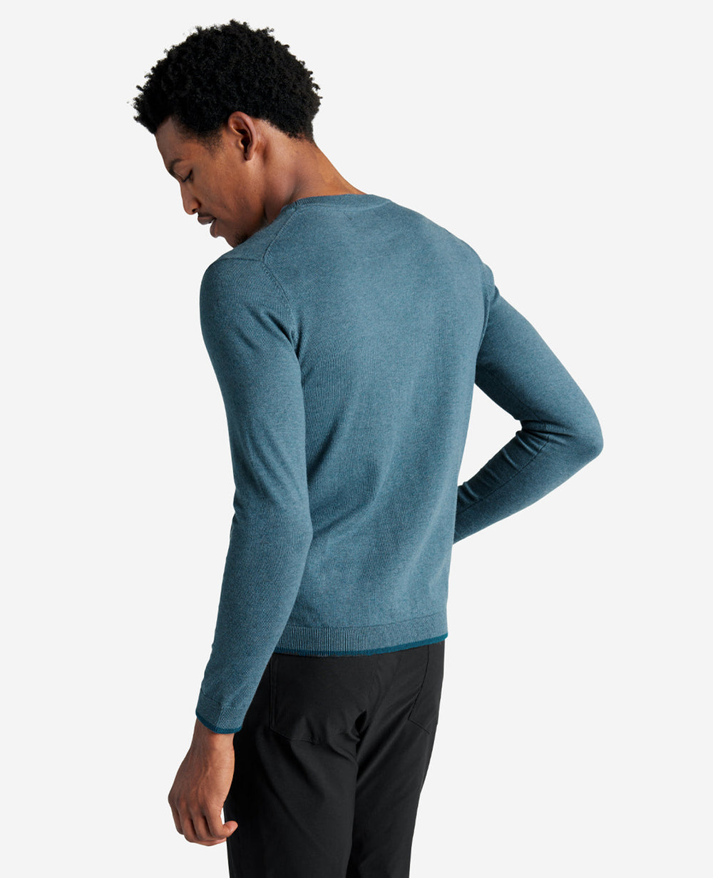 Crew Neck Sweater with Tipping Details Navy