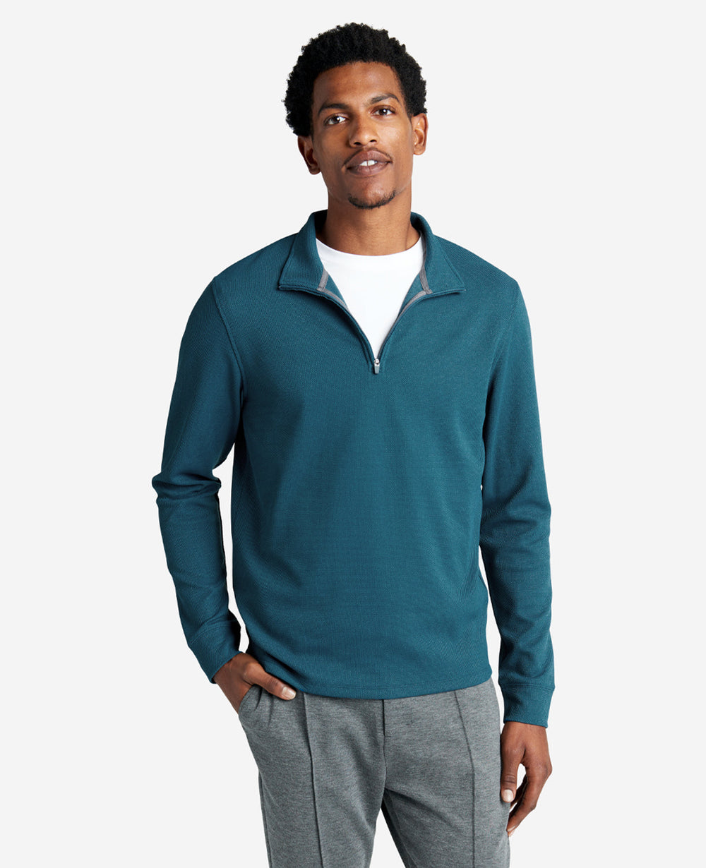Kenneth Cole Sport Quarter-Zip Knit Pullover Medium Blue