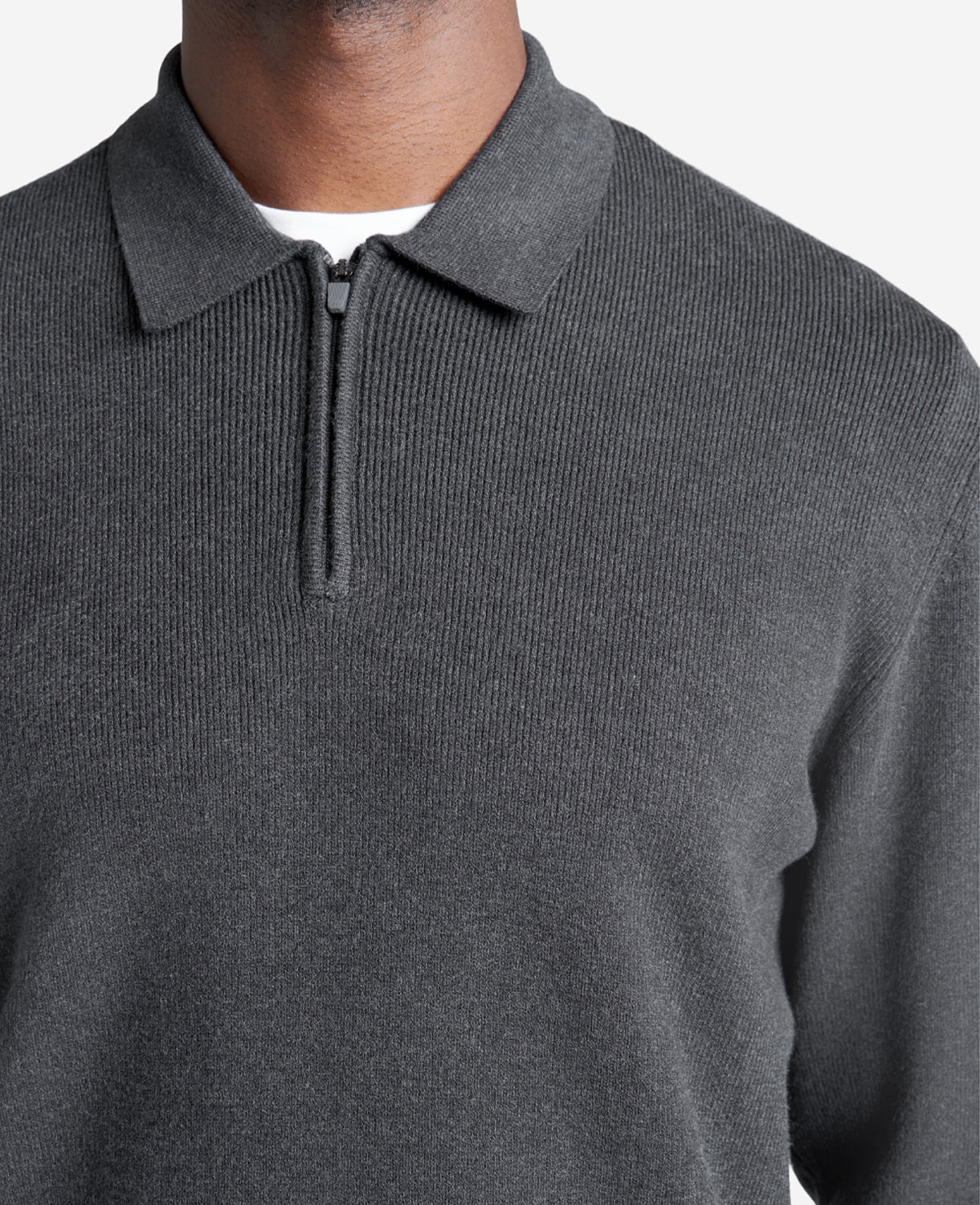 Long Sleeve Polo Sweater Charcoal