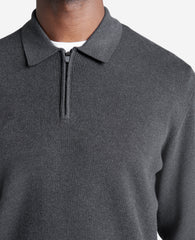 Long Sleeve Polo Sweater Charcoal