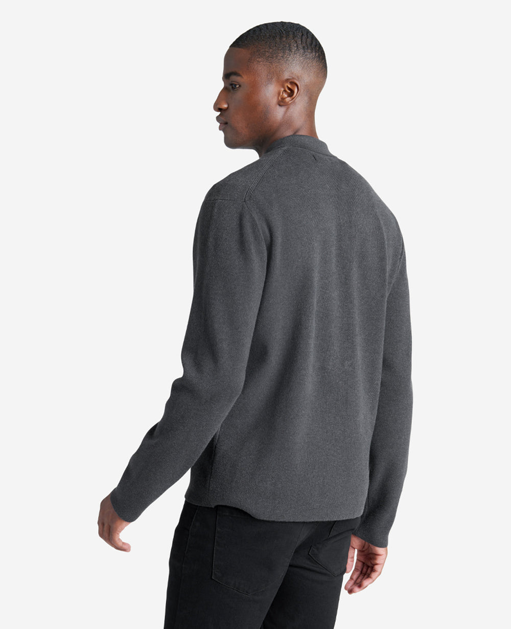 Long Sleeve Polo Sweater Charcoal