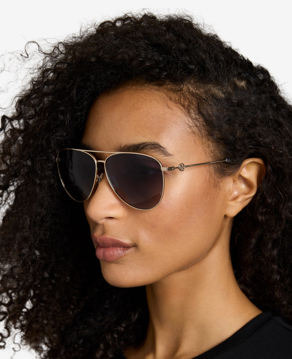 Pilot Titanium Aviator Sunglasses Gold