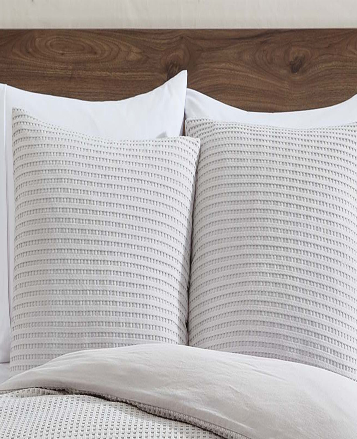 Reversible Solid Grey Waffle Comforter Set Grey