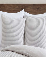 Reversible Solid Grey Waffle Comforter Set Grey
