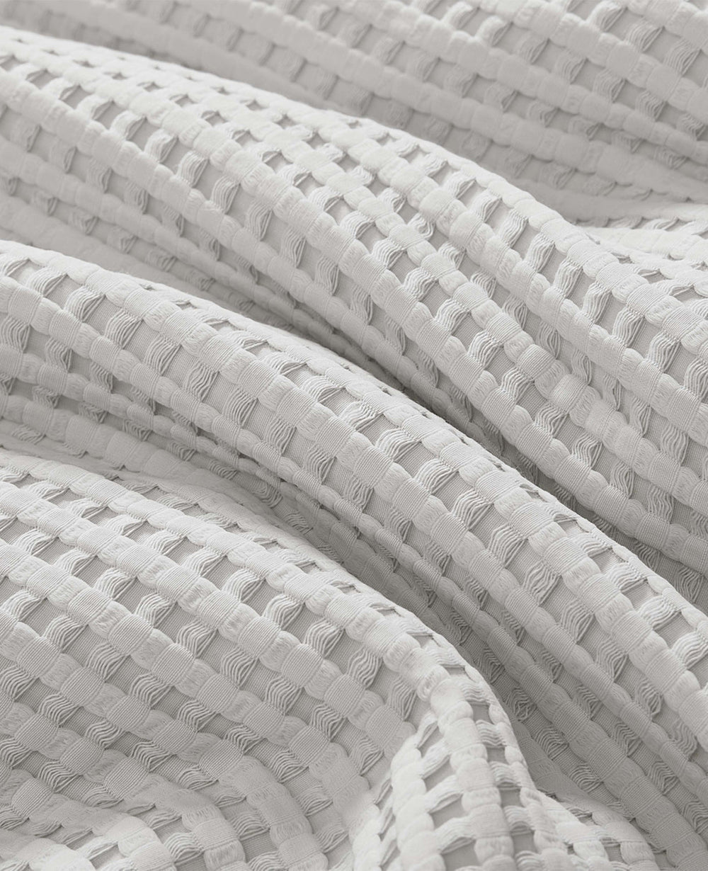 Reversible Solid Grey Waffle Comforter Set Grey