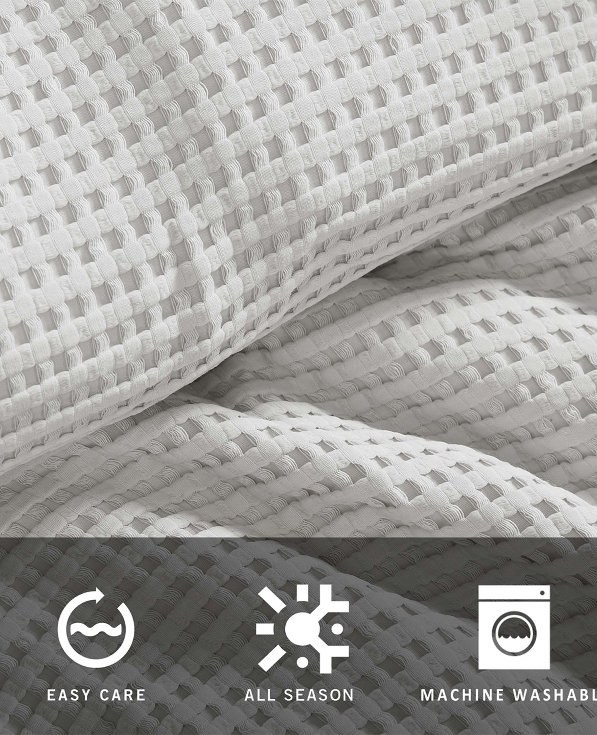 Reversible Solid Grey Waffle Comforter Set Grey