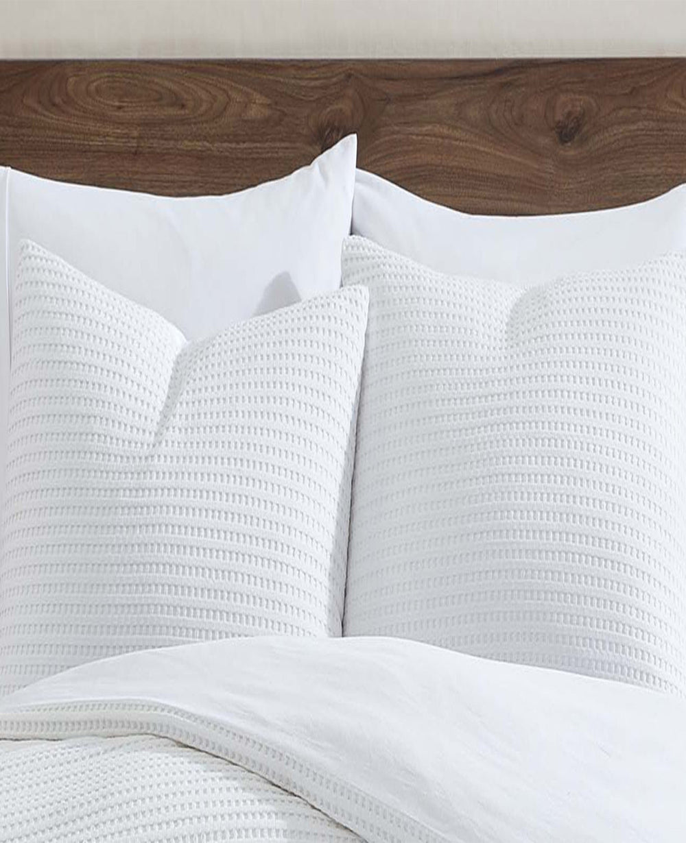 Reversible Solid White Waffle Comforter Set White