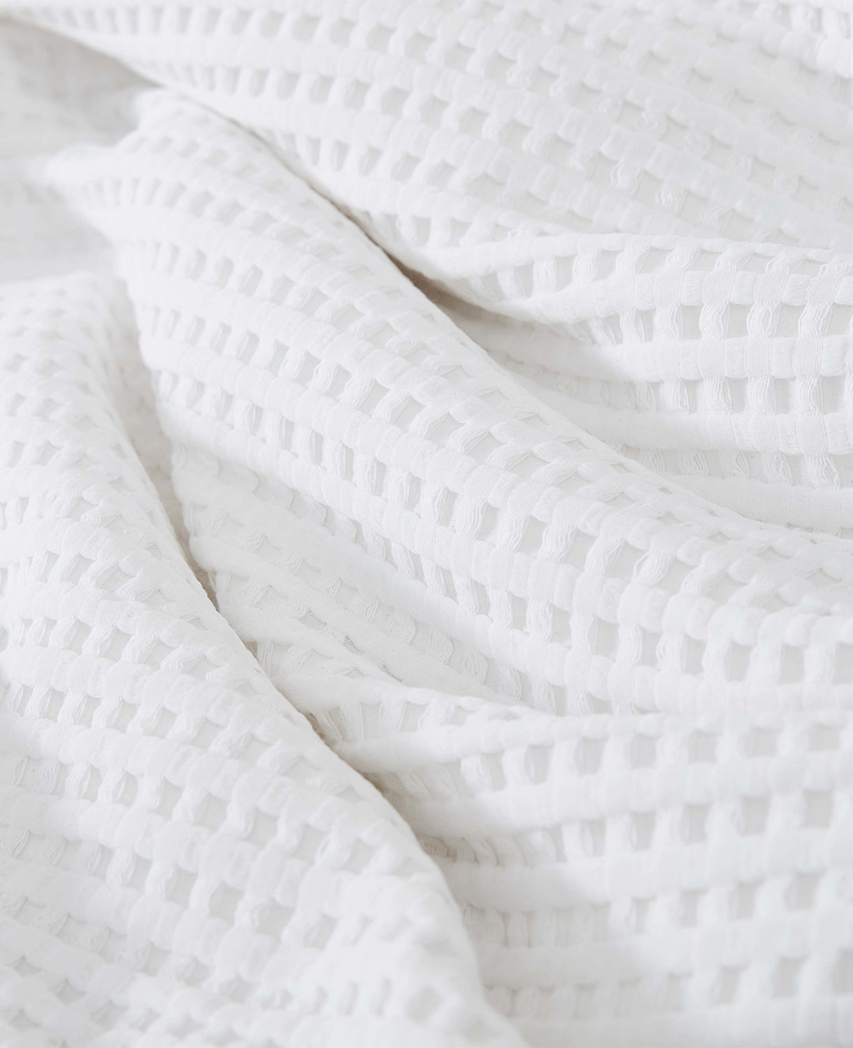 Reversible Solid White Waffle Duvet Cover Set White