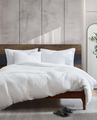 Reversible Solid White Waffle Duvet Cover Set White