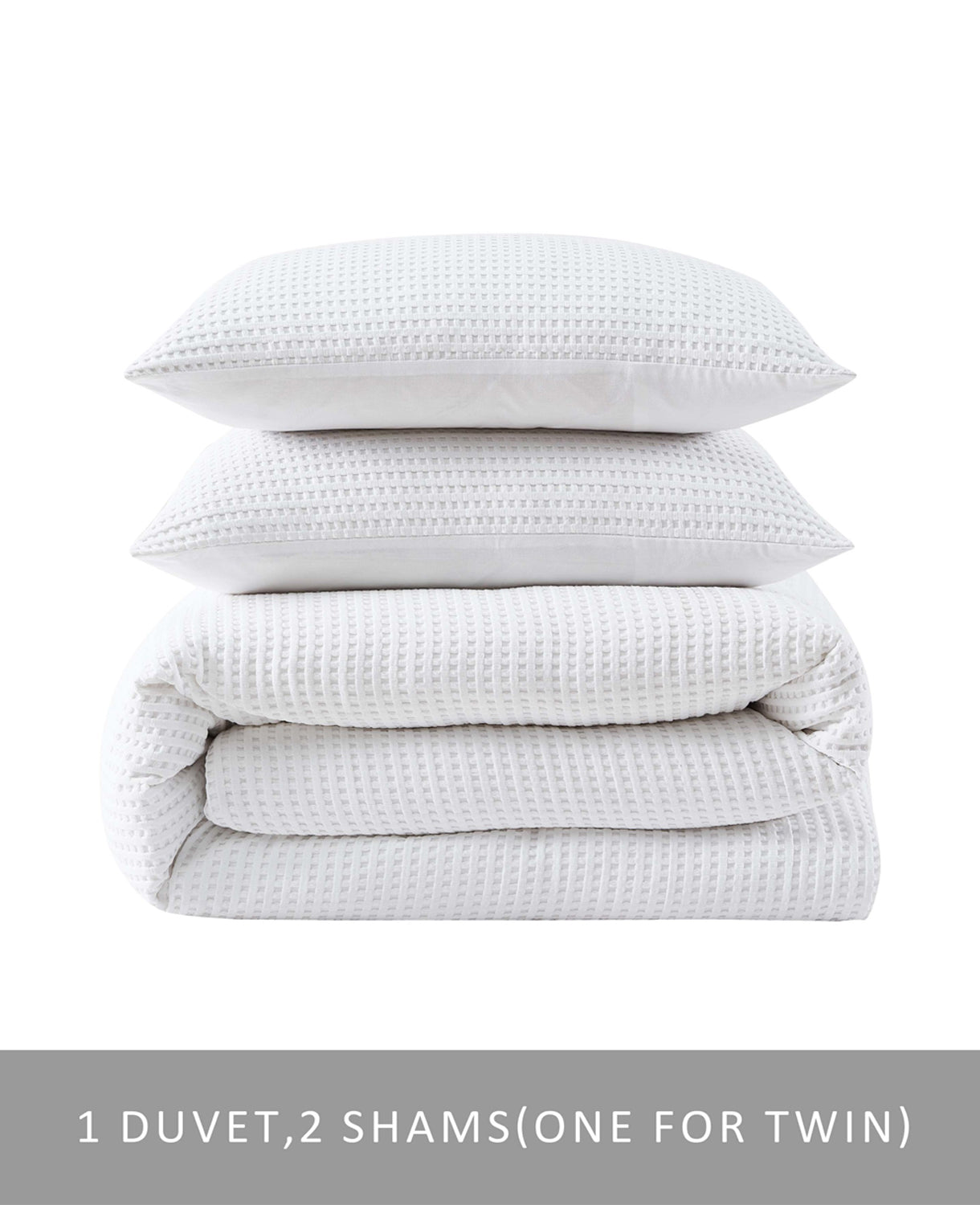 Reversible Solid White Waffle Duvet Cover Set White