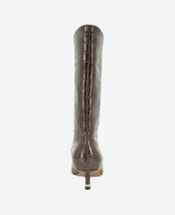 Meryl Leather Croco Bootie Dark Brown
