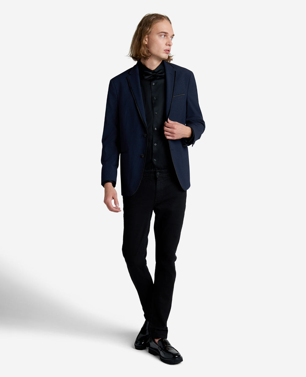 Slim-Fit Seersucker Striped Sport Coat Blue