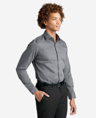 Slim-Fit Button-Down Stretch Dress Shirt with TEK FIT Black Smoke
