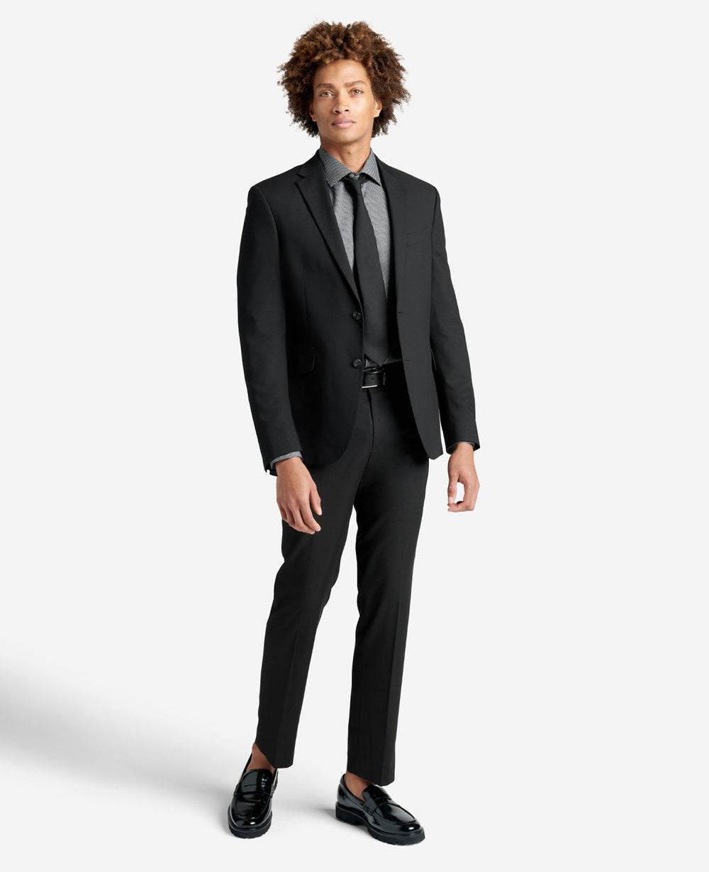 Slim-Fit Button-Down Stretch Dress Shirt with TEK FIT Black Smoke