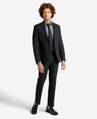 Slim-Fit Button-Down Stretch Dress Shirt with TEK FIT Black Smoke