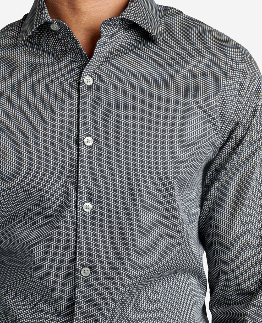 Slim-Fit Button-Down Stretch Dress Shirt with TEK FIT Black Smoke