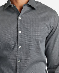 Slim-Fit Button-Down Stretch Dress Shirt with TEK FIT Black Smoke