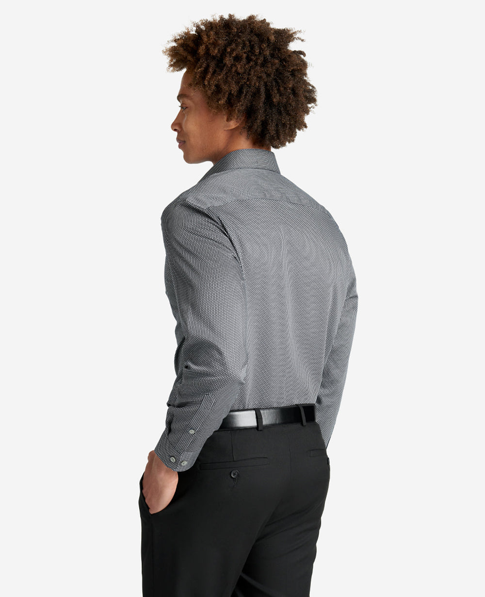 Slim-Fit Button-Down Stretch Dress Shirt with TEK FIT Black Smoke