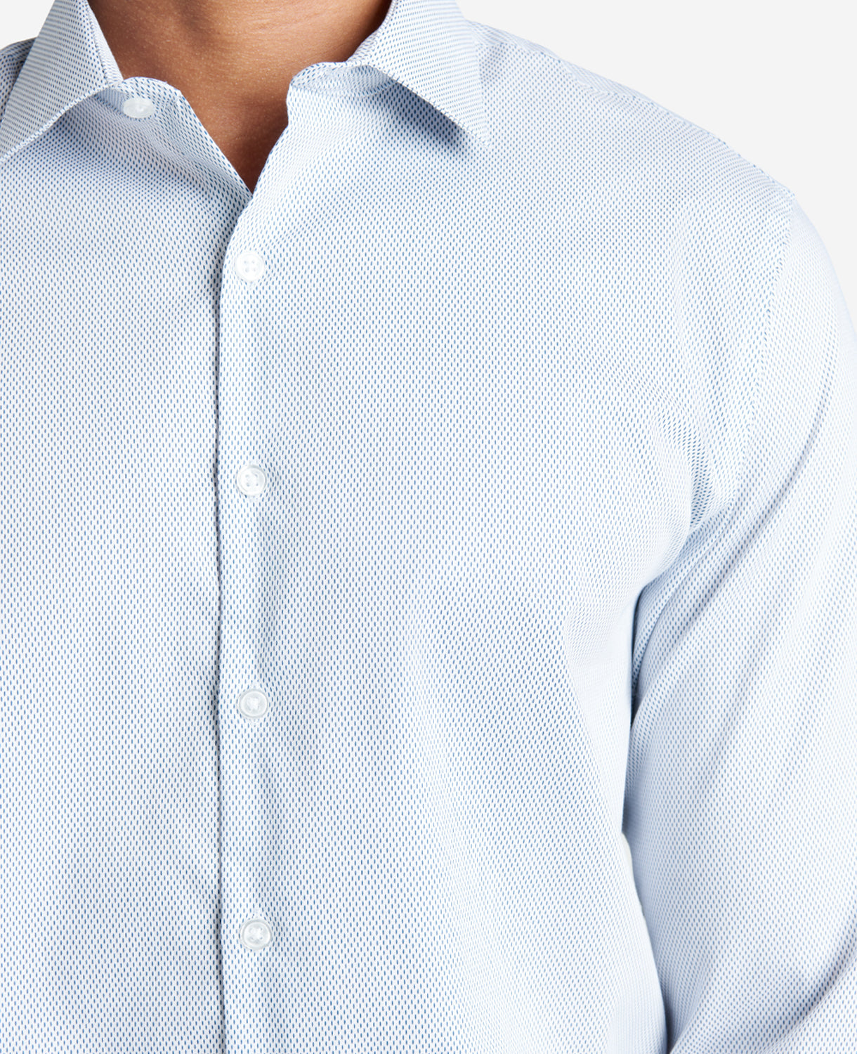 Slim-Fit Button-Down Stretch Dress Shirt with TEK FIT Powder Blue