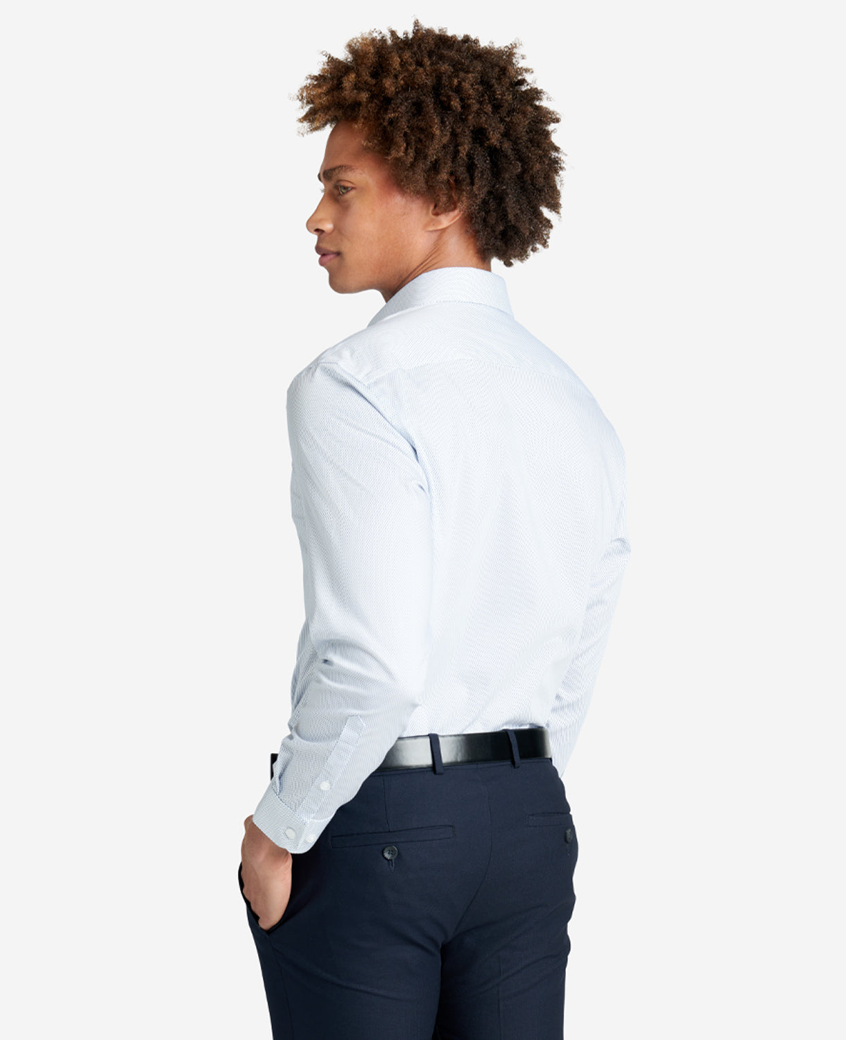 Slim-Fit Button-Down Stretch Dress Shirt with TEK FIT Powder Blue