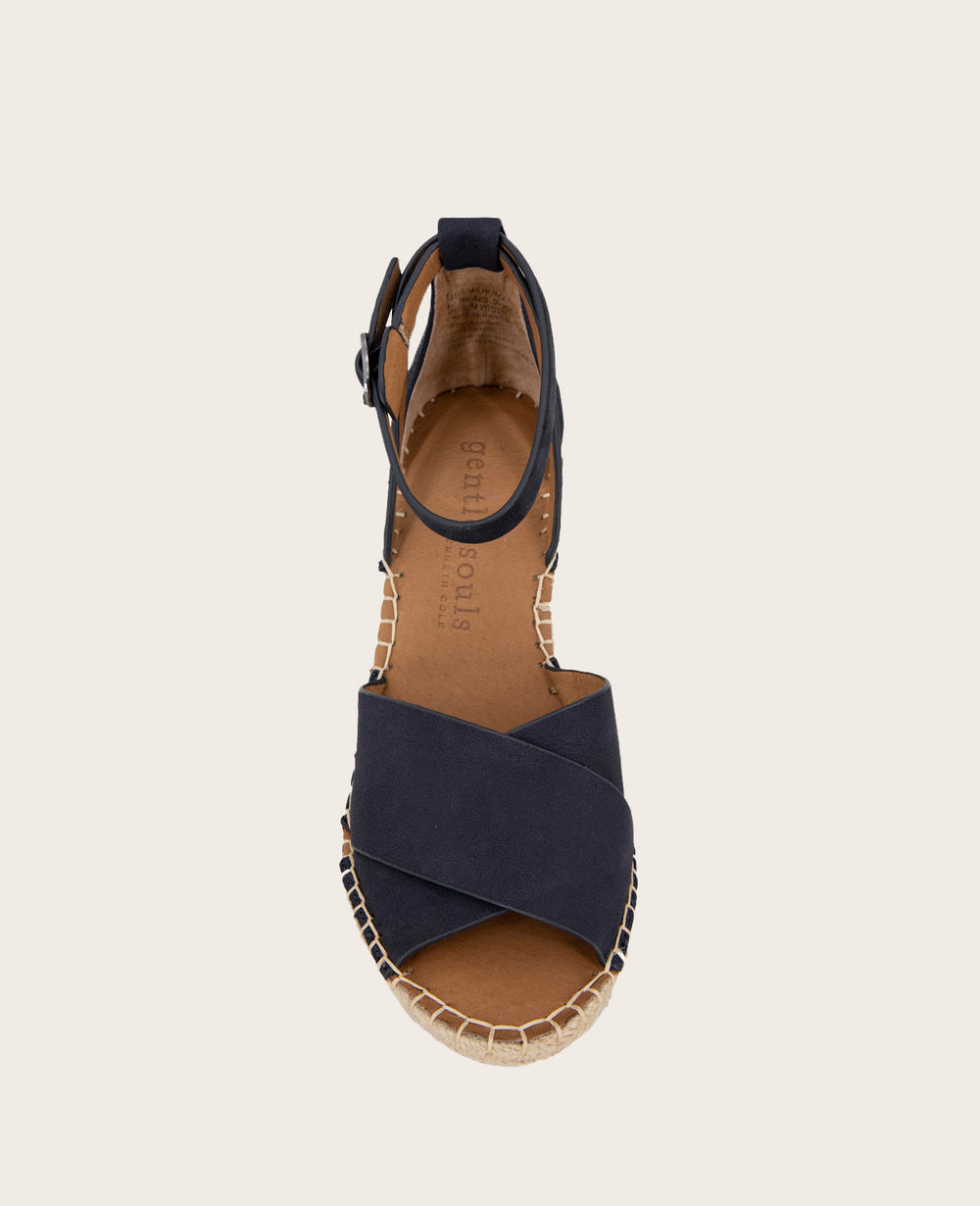 GENTLE SOULS - Charli Suede X-Band Espadrille Wedge Sandal Navy