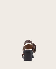 GENTLE SOULS - Madylyn Woven Leather Heel Sandal Chocolate