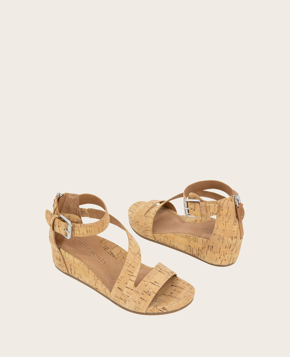GENTLE SOULS - Gwen Cork Wedge Sandal Natural