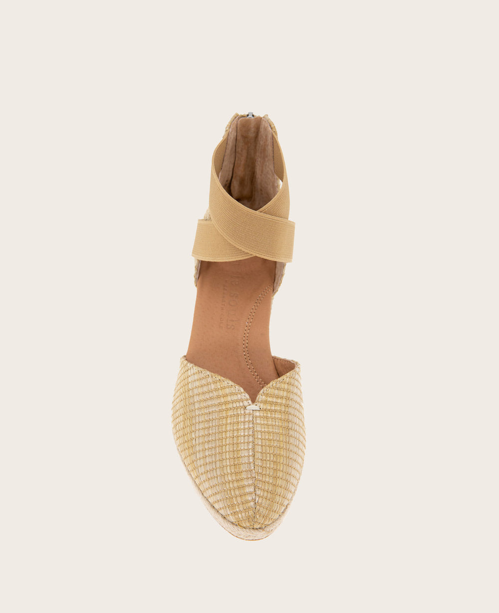 GENTLE SOULS - Orya Leather Espadrille Wedge Natural