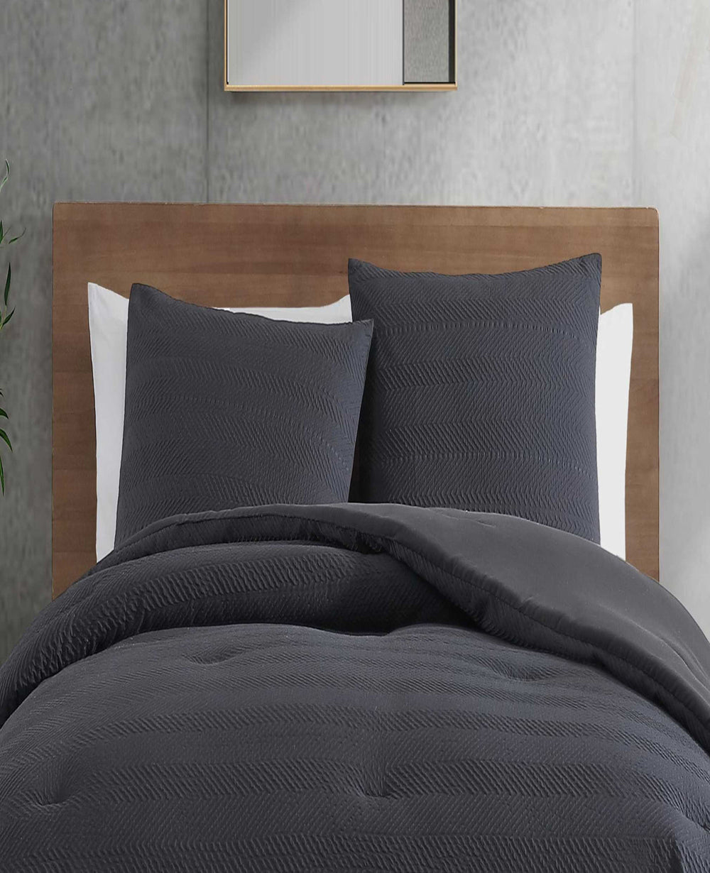 Crosswalk Herringbone Black Comforter Set Black
