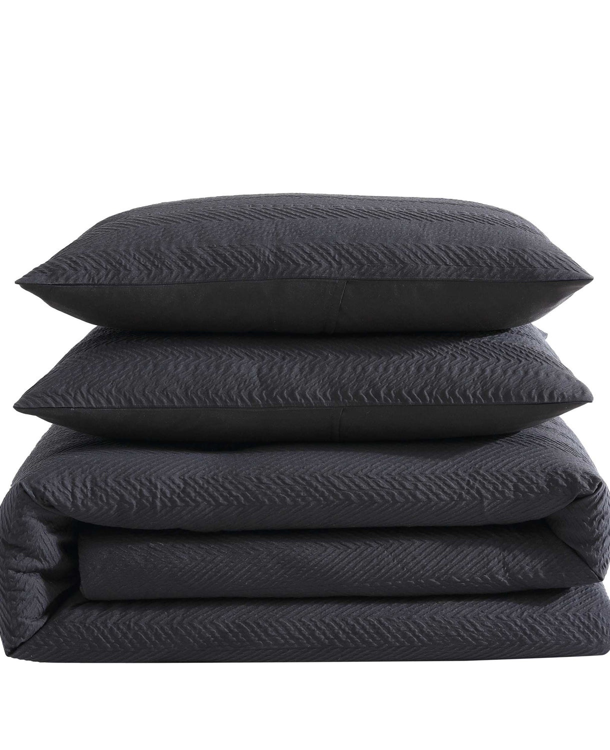 Crosswalk Herringbone Black Comforter Set Black