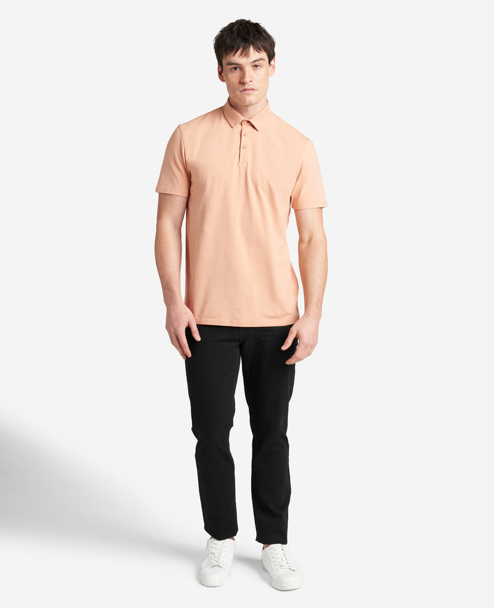 Performance Button Polo Coral