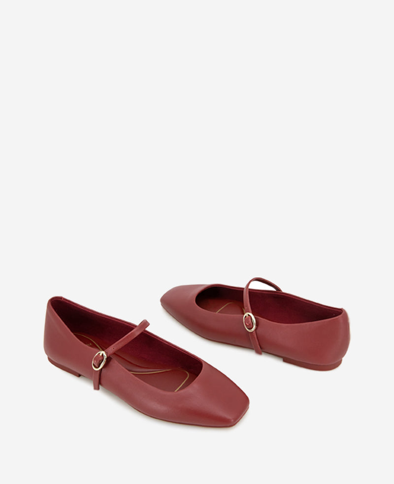 Jasper Leather Ballet Flat Rio Red Leather