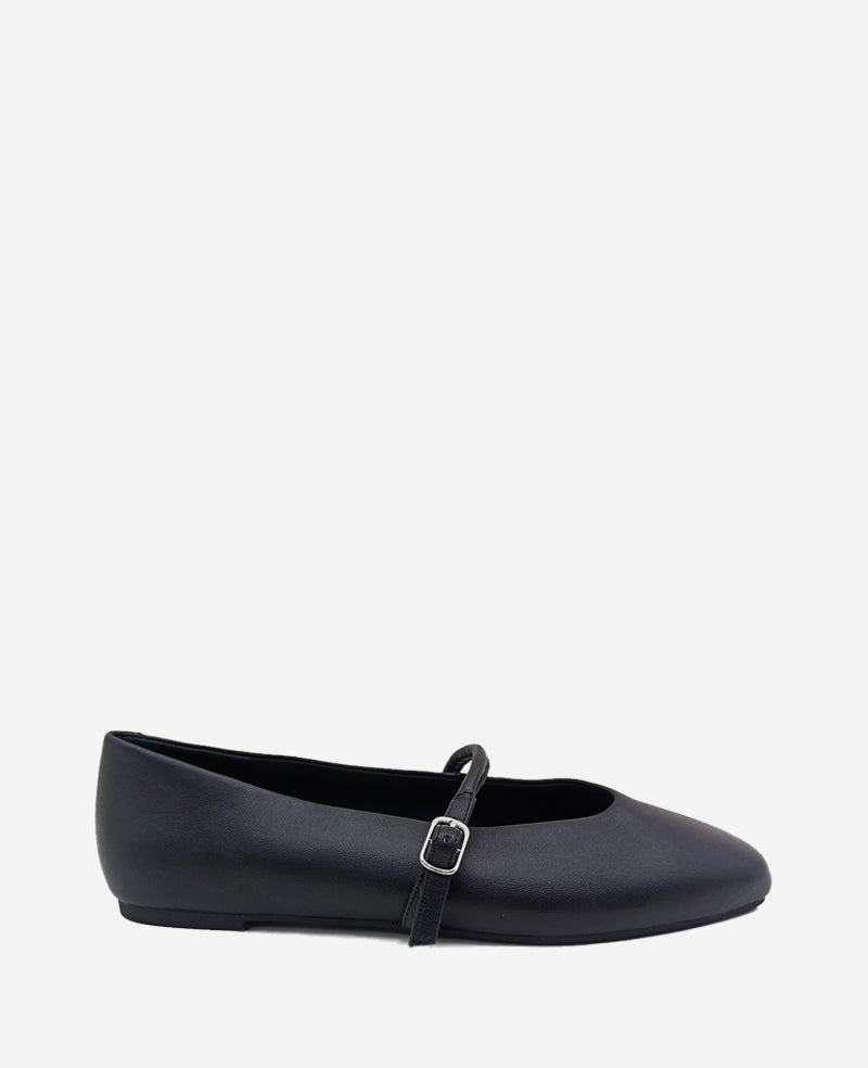 Magnolia Leather Ballet Flat Black Leather