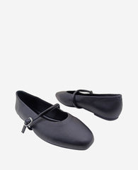 Magnolia Leather Ballet Flat Black Leather