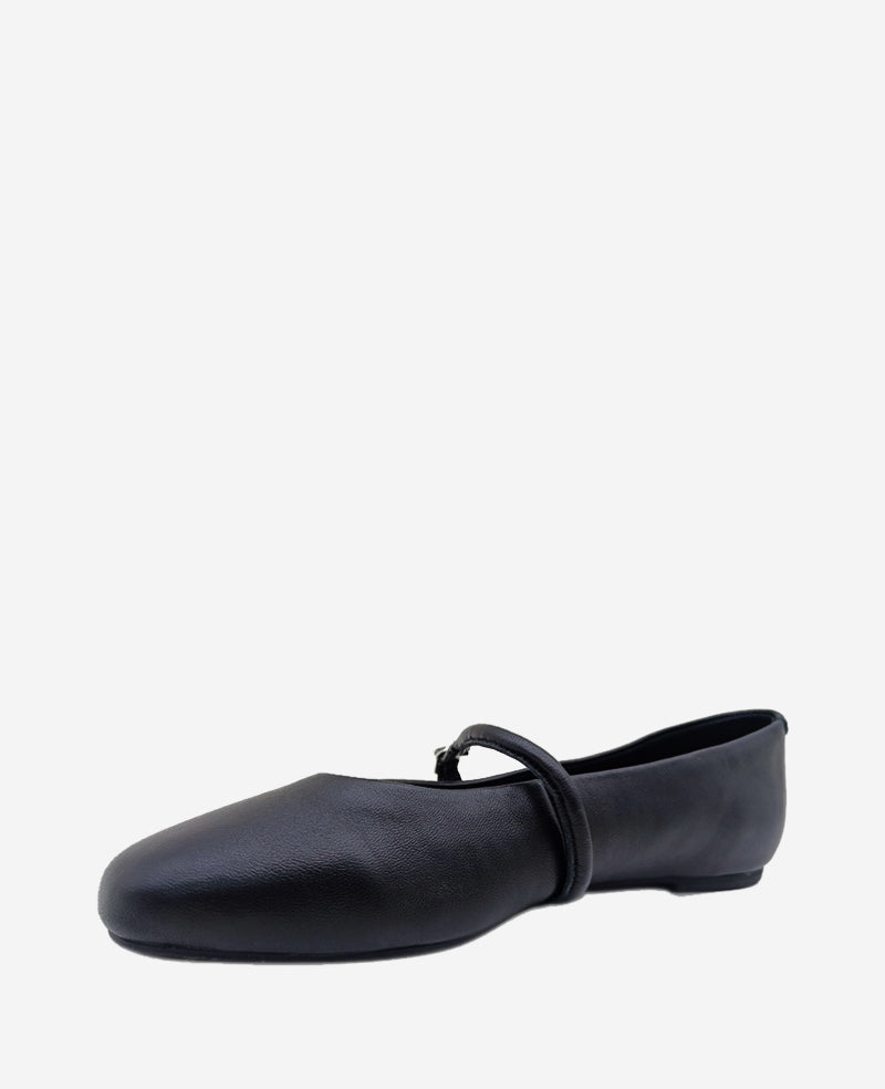 Magnolia Leather Ballet Flat Black Leather